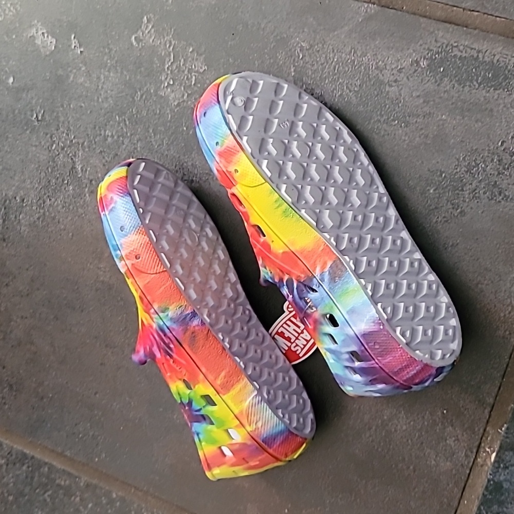 NWT Vans Kids Slip On TRK Shoe Rainbow Tie dye Girl Boy Toddler Size 9 - Picture 5 of 5